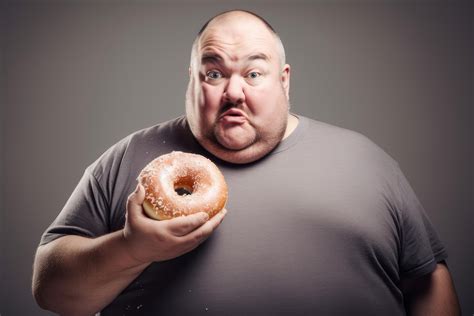 Premium Photo | Fat man holding big donut Generate Ai