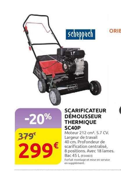 Promo Scarificateur D Mousseur Thermique Sc P Scheppach Chez Rural