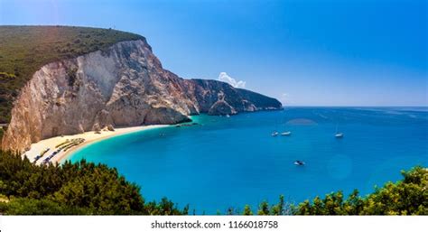 Porto Katsiki Most Beautiful Beach Lefkada Stock Photo