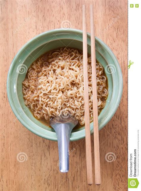 Instant Noodle With Spoon And Chopsticks Stock Photo Image Of