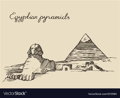 Pyramids Great Sphinx Giza In Cairo Egypt Sketch Vector Image