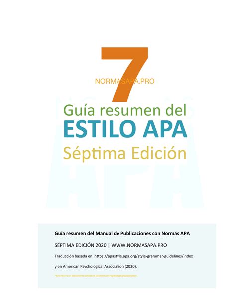 Guía Rápida Apa 7° 2 Guía Resumen Del Manual De Publicaciones Con