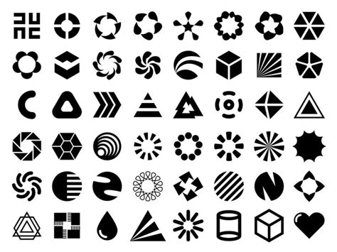 the different shapes and sizes of logos are shown in black on a white