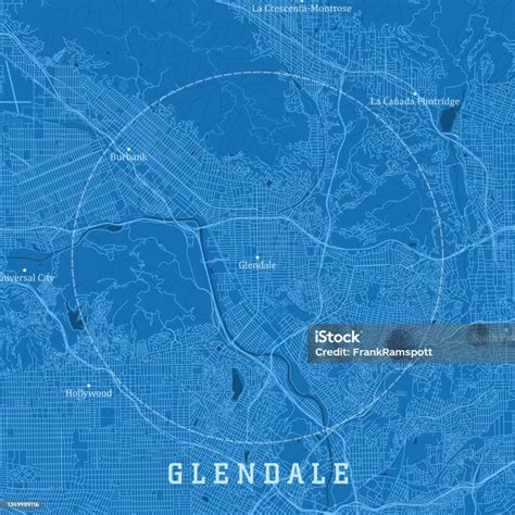 Ilustración De Glendale Ca City Vector Road Map Texto Azul Y Más