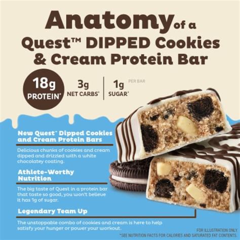 Quest Dipped Cookies Cream Protein Bars Ct Kroger