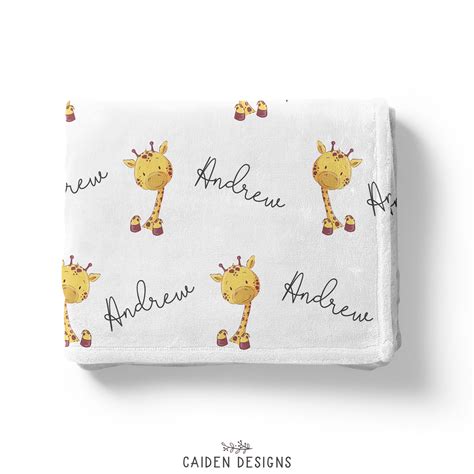 Personalized Girlboy Giraffe Baby Blanket Caiden Designs