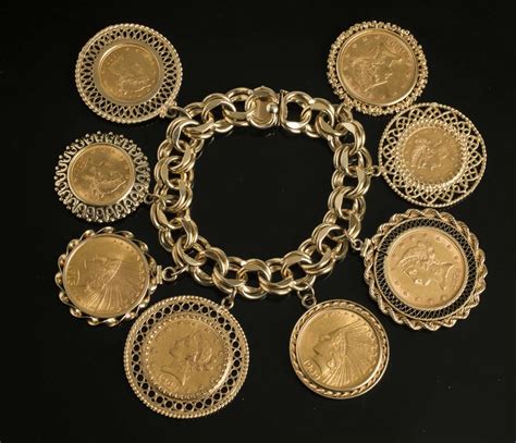 14k Bracelet Supporting 8 U S Gold Coins Witherell S Auction House