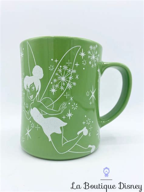 Tasse Fée Clochette Disney Store mug Peter Pan vert blanc paillettes