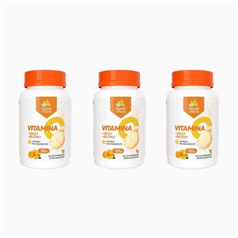 Kit Vitamina C Zinco Selênio 90 comprimidos Efervescente 1000mg