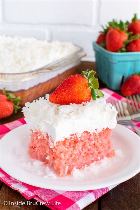 Strawberry Poke Cake With Sweetened Condensed Milk Inside Brucrew Life