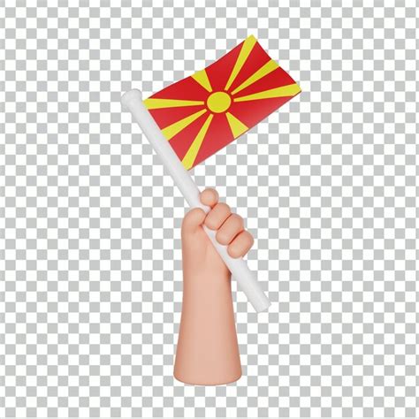 Premium PSD 3d Hand Holding A Flag Of North Macedonia