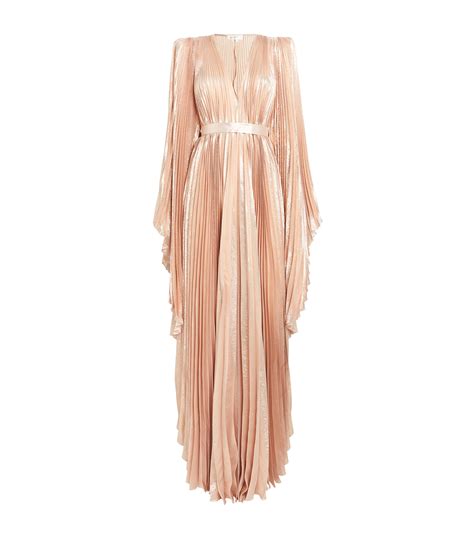 Womens Zuhair Murad Beige Silk Blend Pleated Kaftan Gown Harrods Us