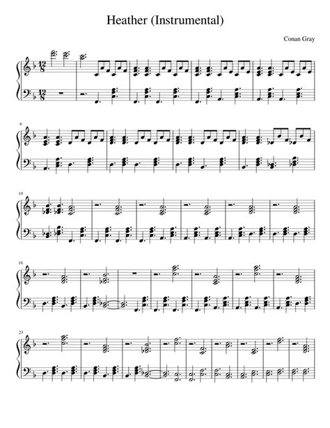 Heather Instrumental Conan Gray Sheet Music For Piano Piano Voice