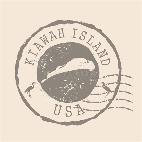 Stamp Postal Of Kiawah Island Map Silhouette Rubber Seal Design Retro