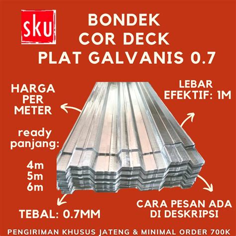 Jual BONDEK COR DECK PLAT GALVANIS 0 7 Shopee Indonesia