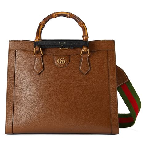 Gucci Leather Diana Medium Tote Bag In Brown Lyst Uk