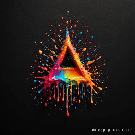 Vibrant Liquid Triangle Colorful Paint Drops And Splashes On Black