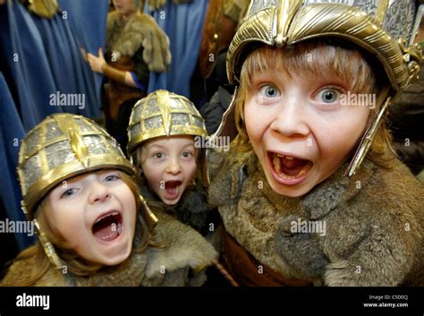 Young Vikings at the Up Helly Aa Fire Festival Shetland Islands Stock Photo - Alamy