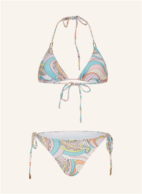 MELISSA ODABASH Triangle Bikini CANCUN In Light Blue Light Purple Yellow