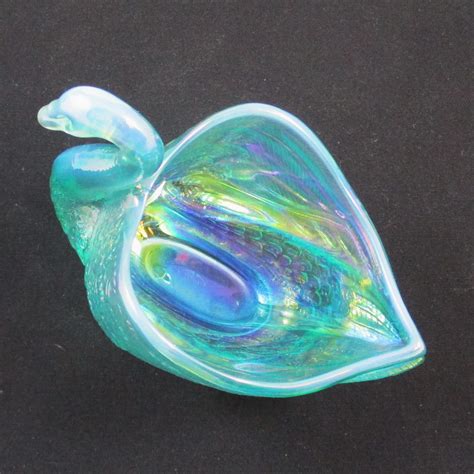 Fenton Ice Green Opal Carnival Glass Pastel Swan Salt Carnival Glass