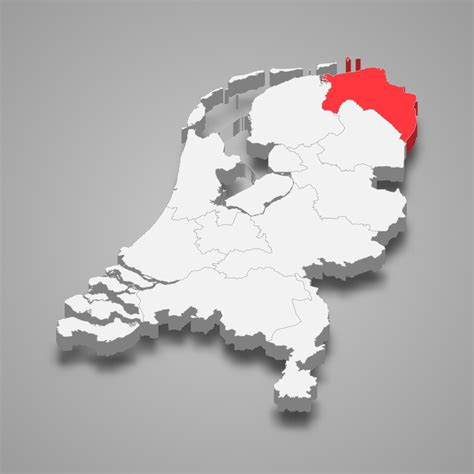 Groningen province location within Netherlands 3d map 21854896 Vector ...