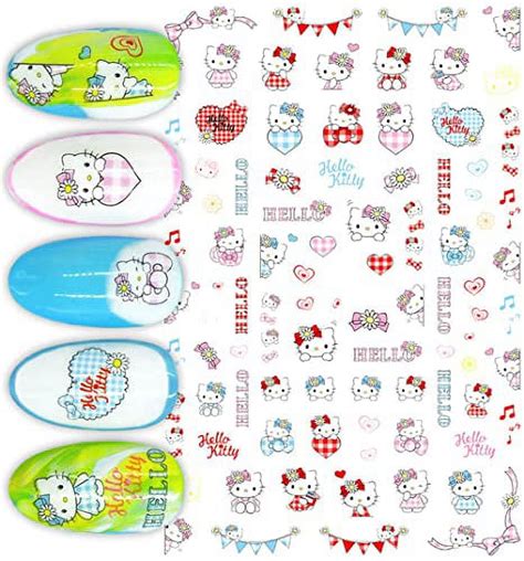 Hello Kitty Nail Stickers - Hello, Love, Heart, Bows, Music Notes Over ...