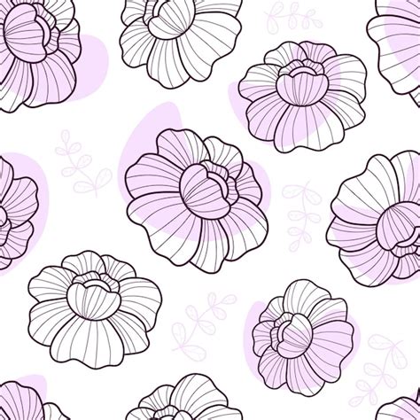 Premium Vector Floral Seamless Pattern With Big Flower On White