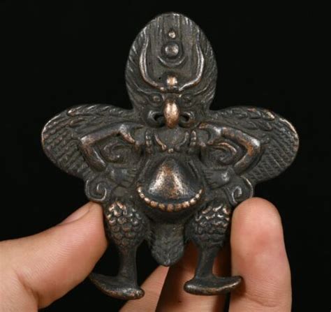 Cm Tibet Bronze Fengshui Redpoll Winged Garuda Bird Eagle Buddha