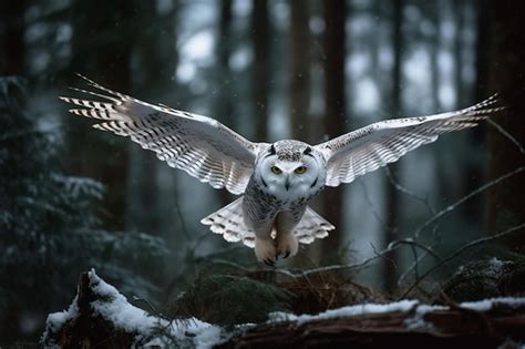 Premium Ai Image Owl Flying In The Forest Wallpapers And Images