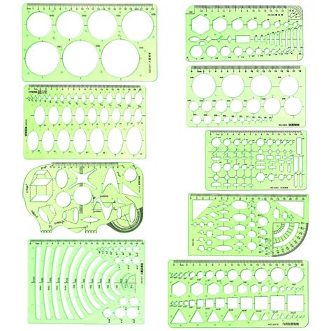 Buy JZK Set Of 9 X Plastic Geometric Drawing Templates And Shapes With