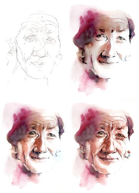 steps of watercolor portrait | Watercolor portraits, Watercolor ...