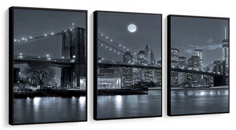 3 Quadros De Nova York Ponte Brooklyn Decoração Moldura Elo7