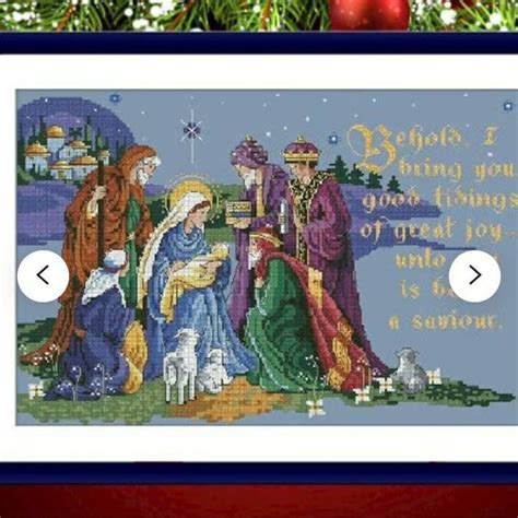 Christmas Eve Pdf Counted Cross Stitch Pattern Nativity Scene Holiday