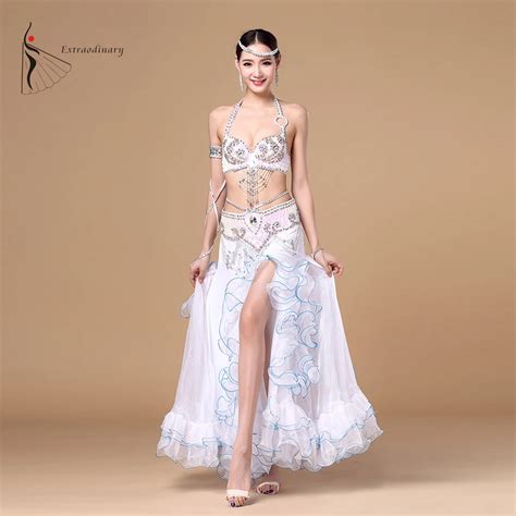 New Women Belly Dance Clothes Eastern Style Beaded Sequined Outfit Bra