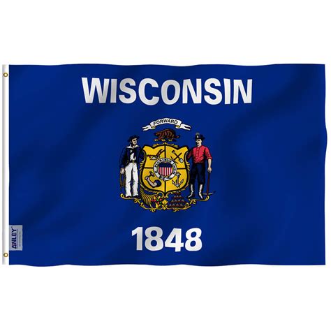 Fly Breeze Wisconsin State Flag 3x5 Foot - Anley Flags