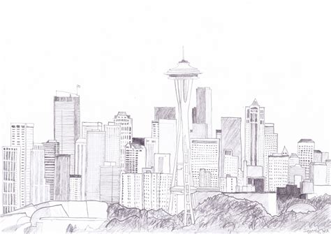 Seattle Skyline Sketch at PaintingValley.com | Explore collection of ...