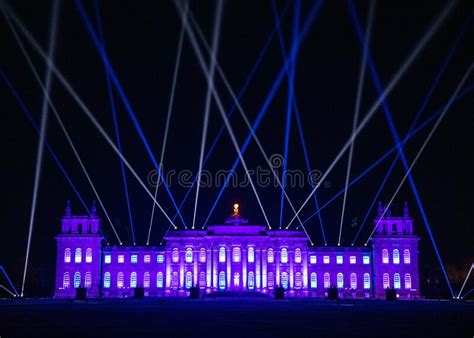 View of Blenheim Palace Illuminated with Christmas Lights at Night Editorial Stock Image - Image ...