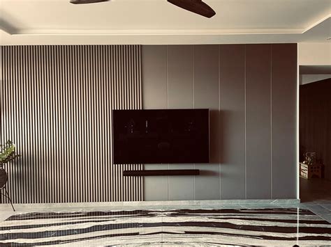 Fluted Wall Panel Living Room Space Chroma Living Singapore