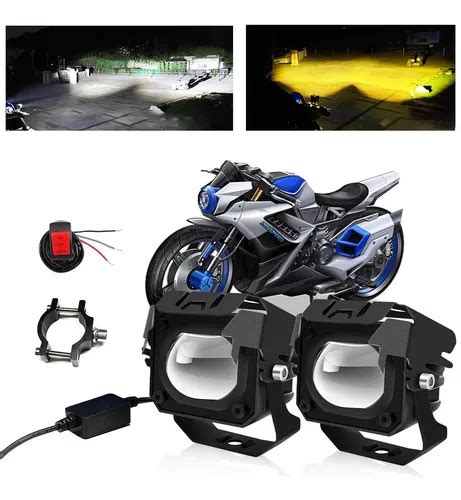 Par Faros De Lupa Luz 120w Doble Color Spot Luz Para Moto Meses Sin