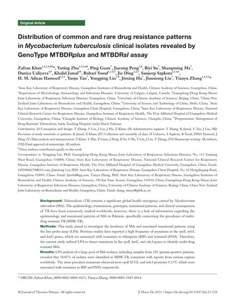 Pdf Distribution Of Common And Rare Drug Resistance Patterns In