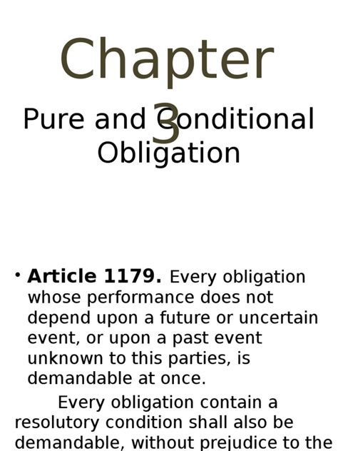 Pure And Conditional Obligation Civil Law Legal System Government