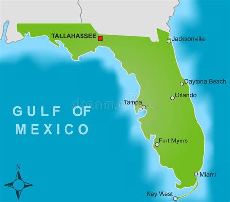 Mapa De Um Estado a Outro Do Estado De Florida Ilustração do Vetor