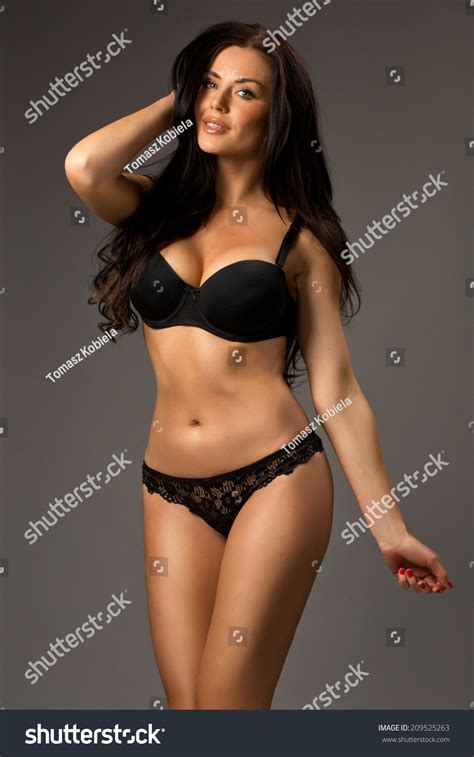 Beautiful Brunette Beauty Black Underwear Stock Photo Shutterstock