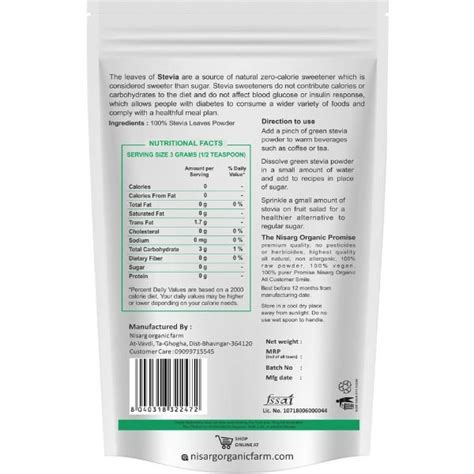 Nisarg Organic Stevia Leaf Powder Best Deals Organic Orion