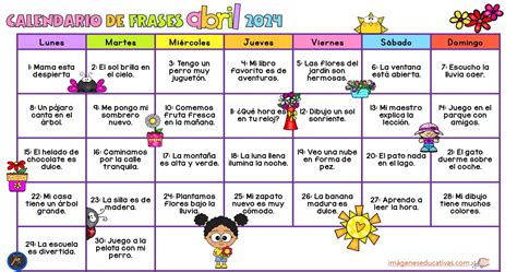 Calendario Dictado De Frases Infantil Abril Imagenes Educativas