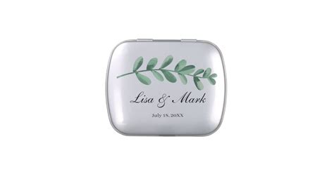 Elegant Classic Watercolor Green Leaves Candy Tin Zazzle
