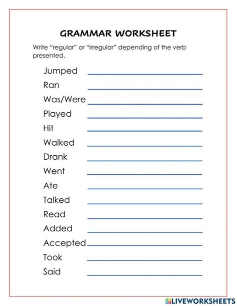 Irregular Verbs Worksheet For Th Th Grade Lesson Planet