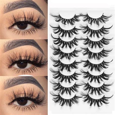 Lekgavd 8 Pairs 3d Mink False Eyelashes Natural Wispy Fluffy Dramatic Volume Fake Lashes