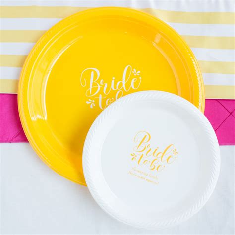 Personalized Round Wedding Plastic Plates