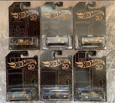 Hot Wheels 50th Anniversary Black And Gold Series Full 6 Car Set Ebay